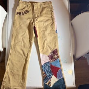 Kids Patchwork Flare Pants with Embroidery and patches